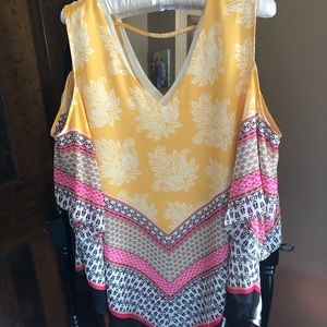 Cold shoulder silky , handkerchief style , inside lined